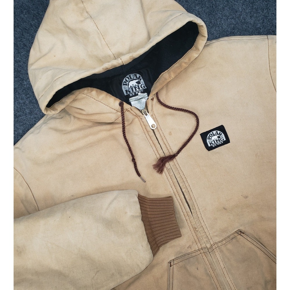 Vintage Polar King by Key Jacket Mens 52 Regular Khaki Canvas USA